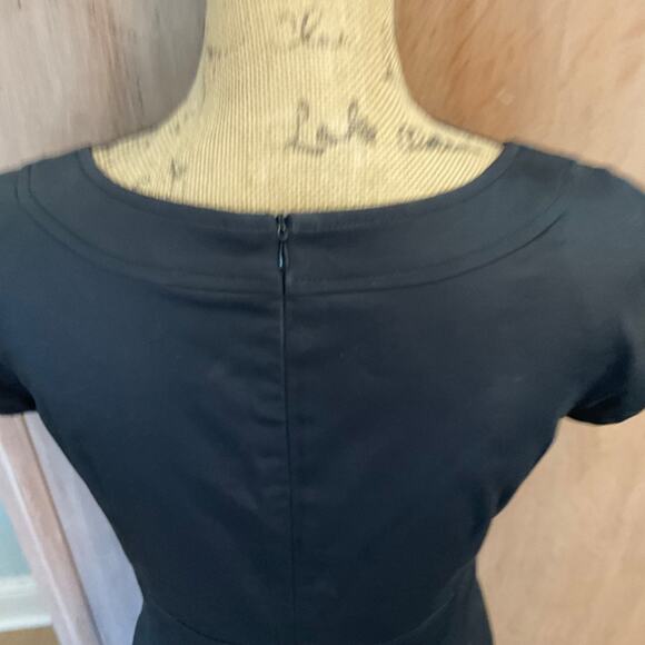 NANETTE Lepore Y2K Black Ruched Short Sleeve Corset  style Mini Dress square 8 - Picture 12 of 15